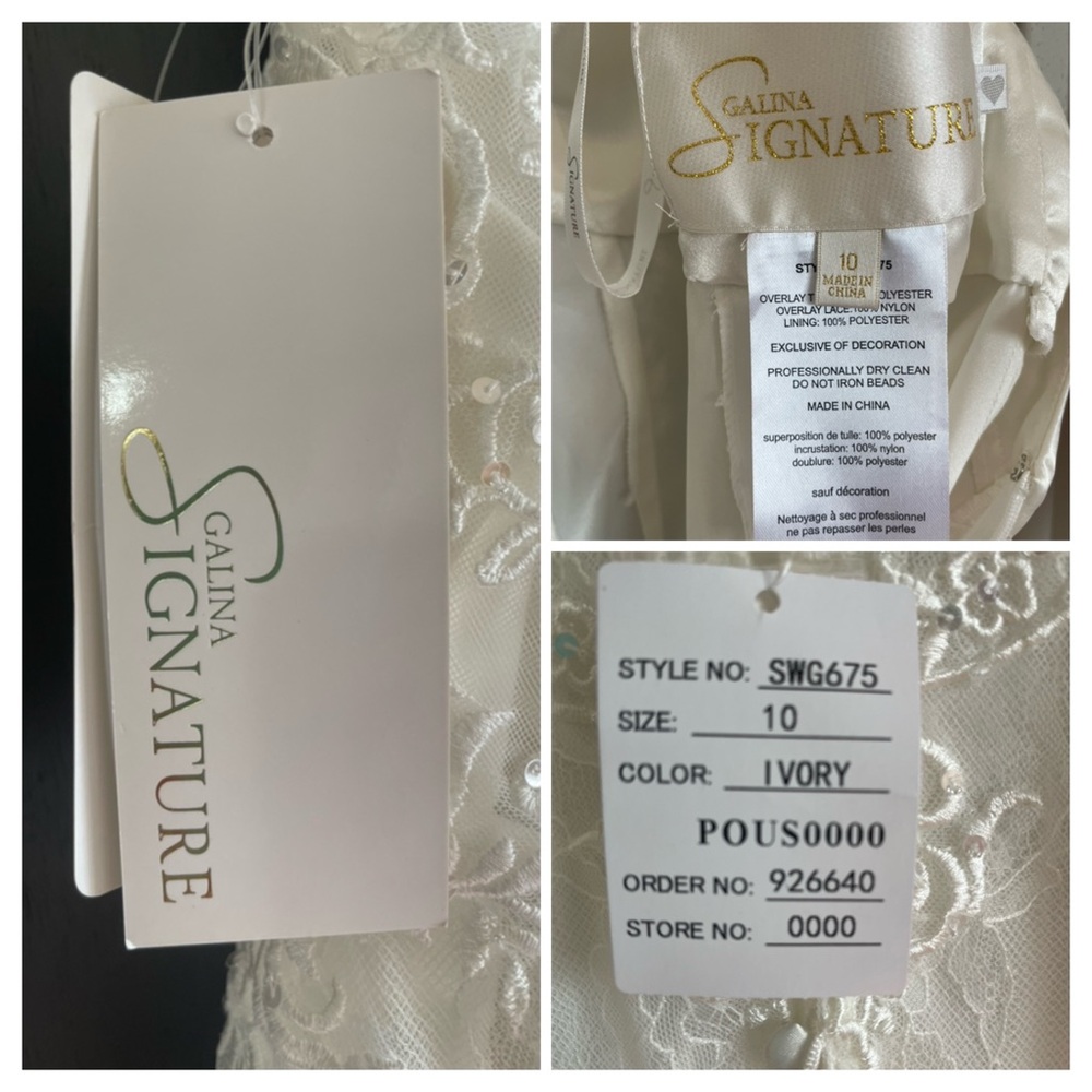 Galina SZ 10 Ivory Illusion V-Neck Wedding Dress with Embellishment STYLE SWG675 - Picture 16 of 16